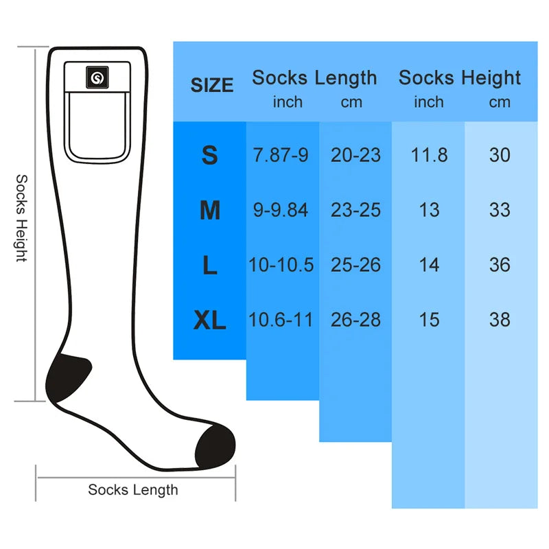 Electric Heated Socks Battery Heated 3 Levels Temperature Control
