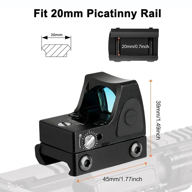 Mini MR Red Dot Sight Collimator, fit 20mm Rail for Airsoft / Hunting Rifle