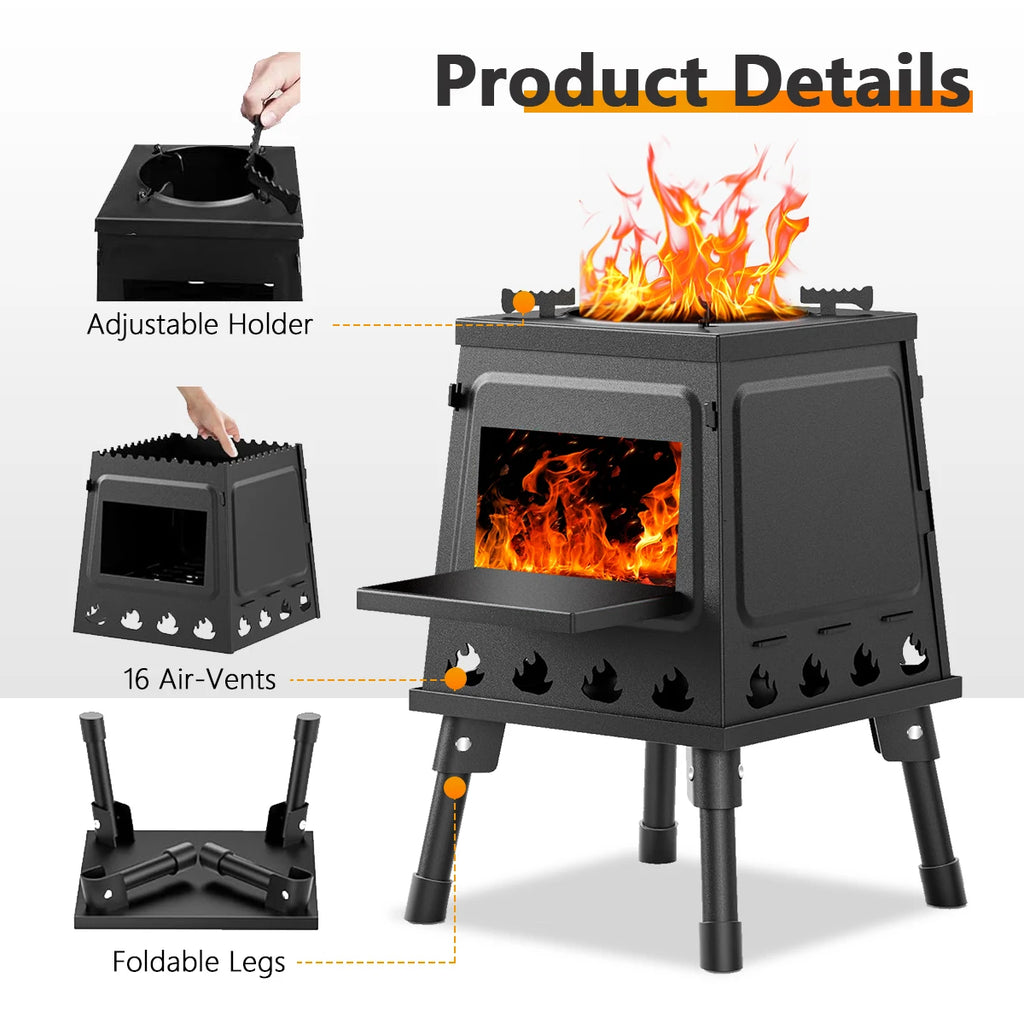 Wood Burning Camp Stove Portable Cast Iron Wood Stove