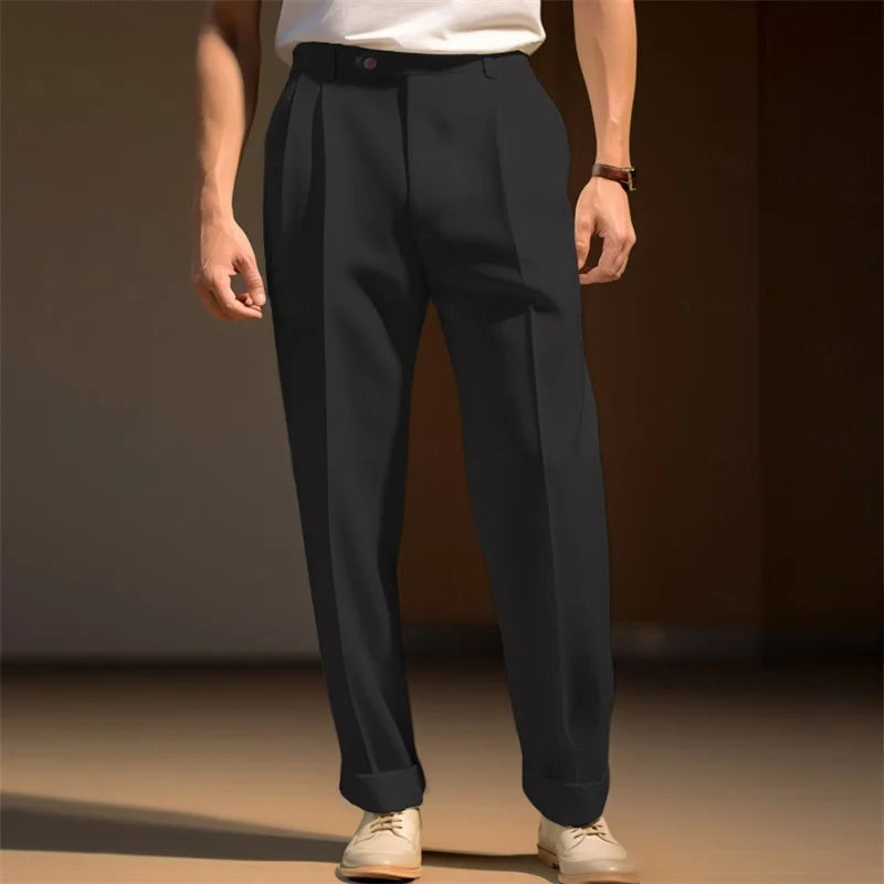 Men s  Fit Dress Pants Solid Color Flat Front Trousers Classic Business Casual Suit Pants
