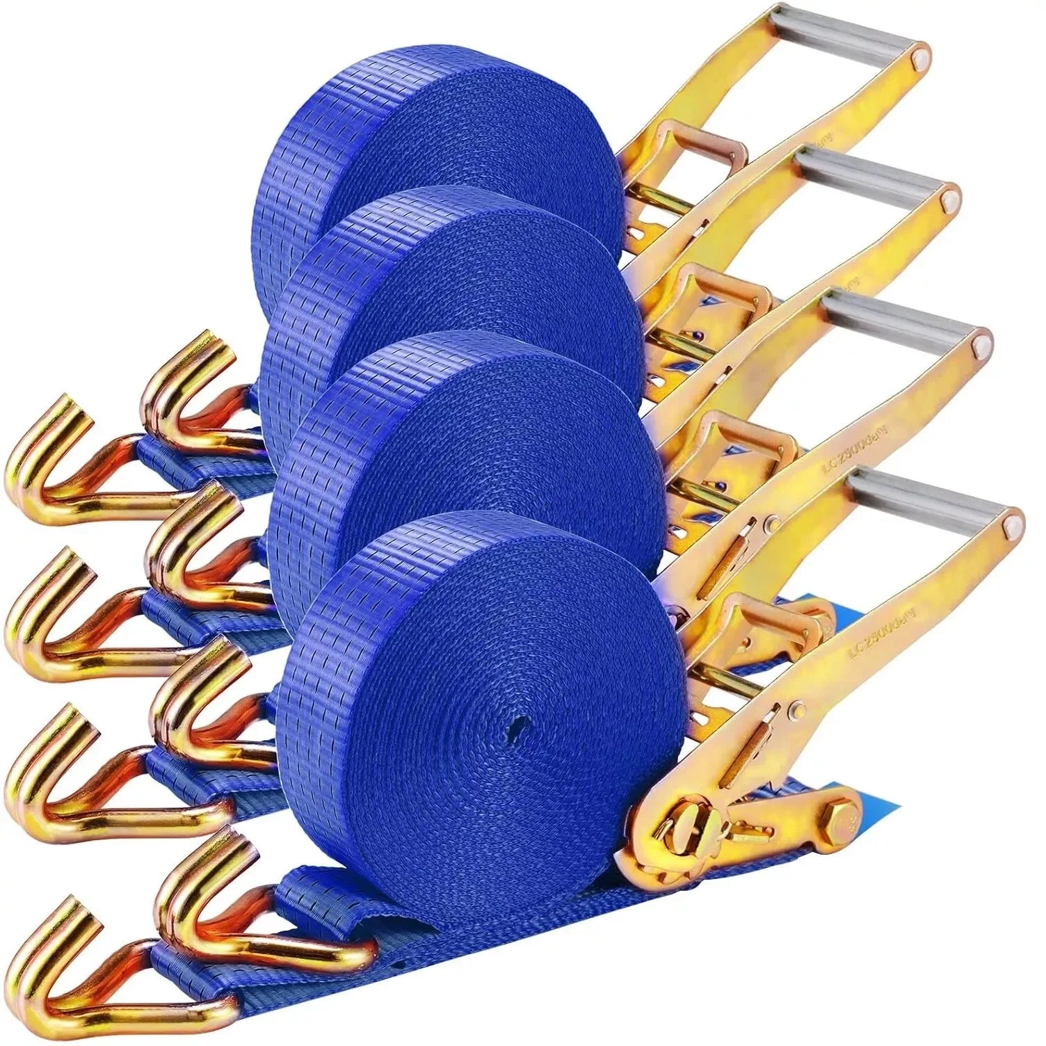 9m X 50mm Double J Hook Ratchet Straps (11,000 lbs Break Strength), Heavy Duty Tie Down Straps