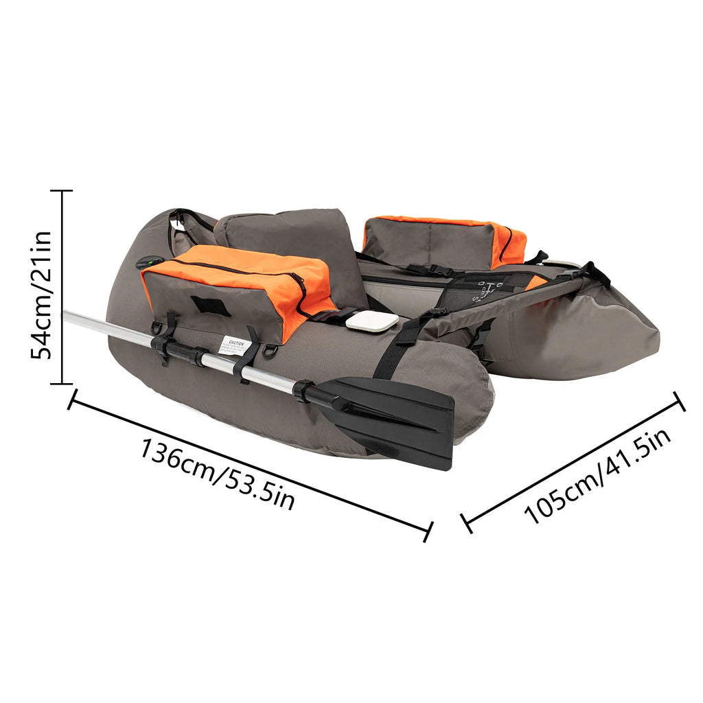 Outdoor Fishing Inflatable Boat Raft with Pump Adjustable Backrest 130kg Load Capacity