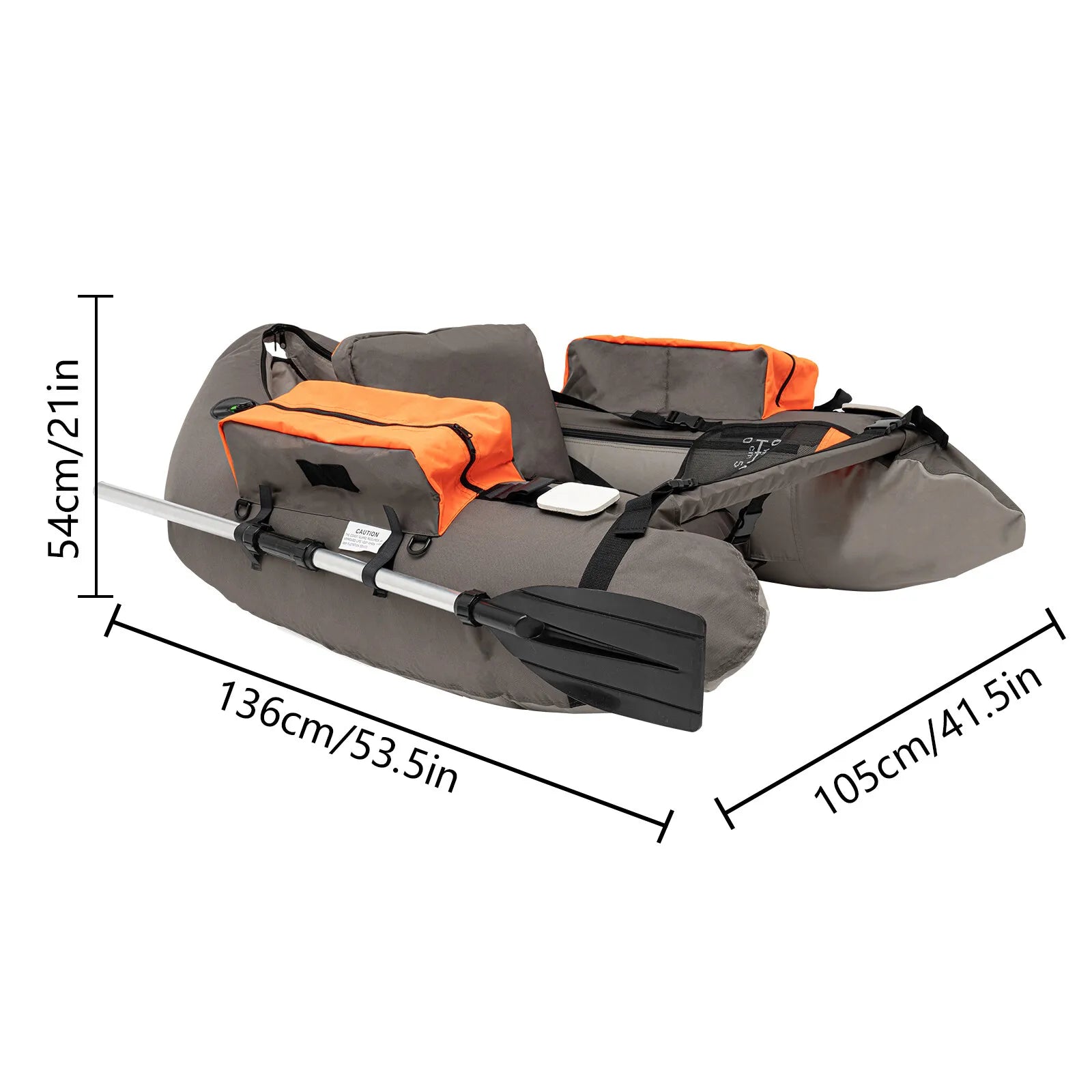 Outdoor Fishing Inflatable Boat Raft with Pump Adjustable Backrest 130kg Load Capacity