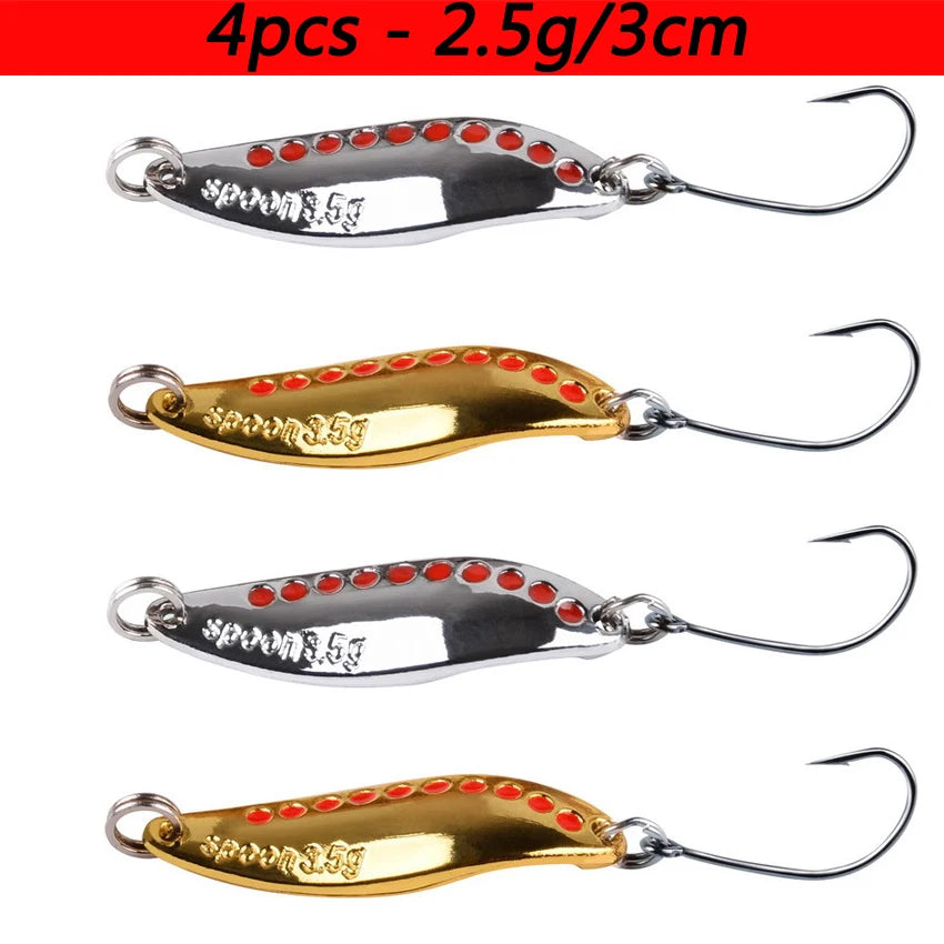4pcs Metal Vib Leech Spinners Spoon Lures 2.5g-25g Artificial Bait Pesca Fishing Lure Hook Tackle Set for Bass Pike Perch