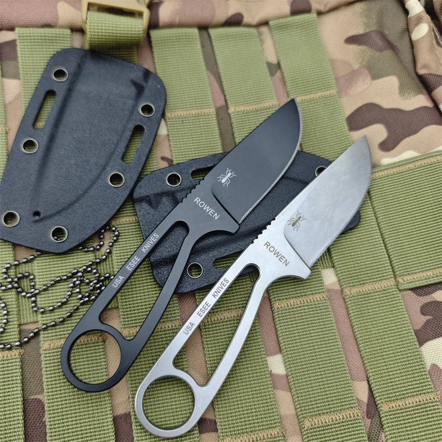 Ant E IZULA 12992 Fixed Blade Knife D2 Blade All Steel Tool Necklace with Sheath Straight Knives