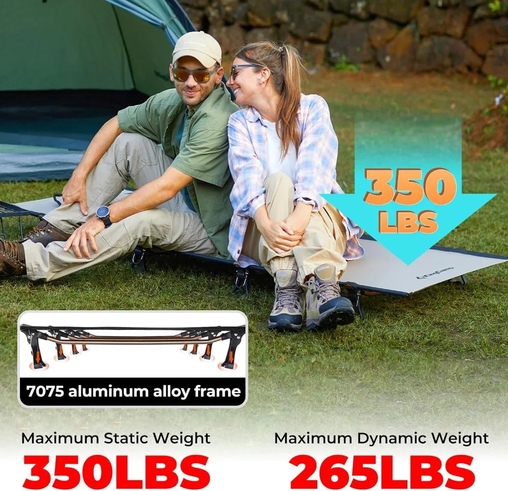 Ultralight Folding Camping Cot for Adults - Heavy Duty Portable with Pillow & Storage Bag