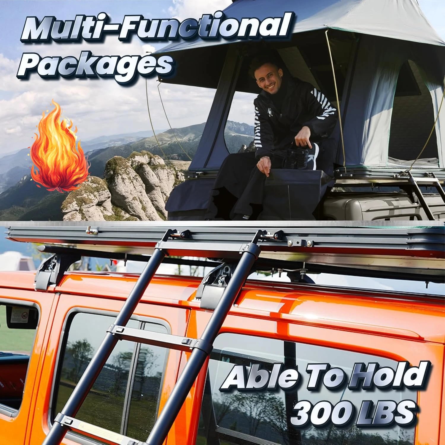 Rooftop Tent Hard Shell Roof Top Suitable for Jeep SUV Truck Van,Camping Car Roof for 2-3 Person