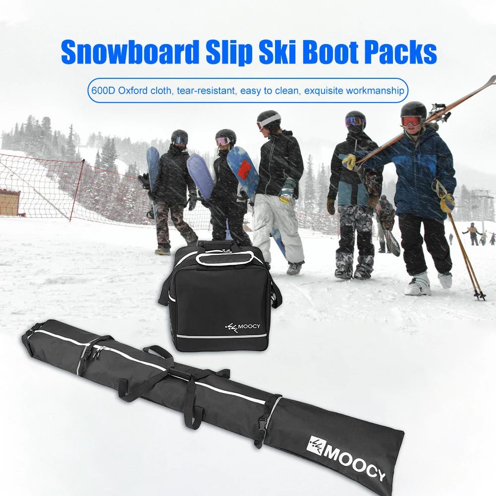 2 Pcs Ski Set Waterproof Ski Duffle Bag & Boot Tote Set  Ski Carrier Bag & Boot Pouch Ski Set with Boot Bag for Men Women