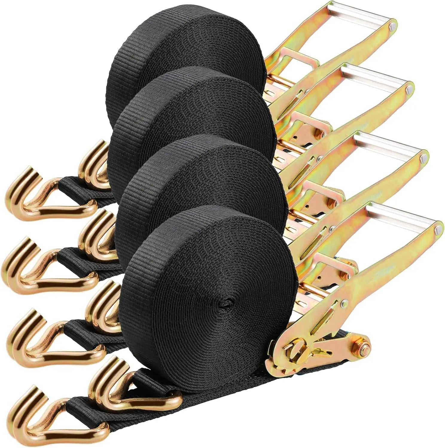 9m X 50mm Double J Hook Ratchet Straps (11,000 lbs Break Strength), Heavy Duty Tie Down Straps