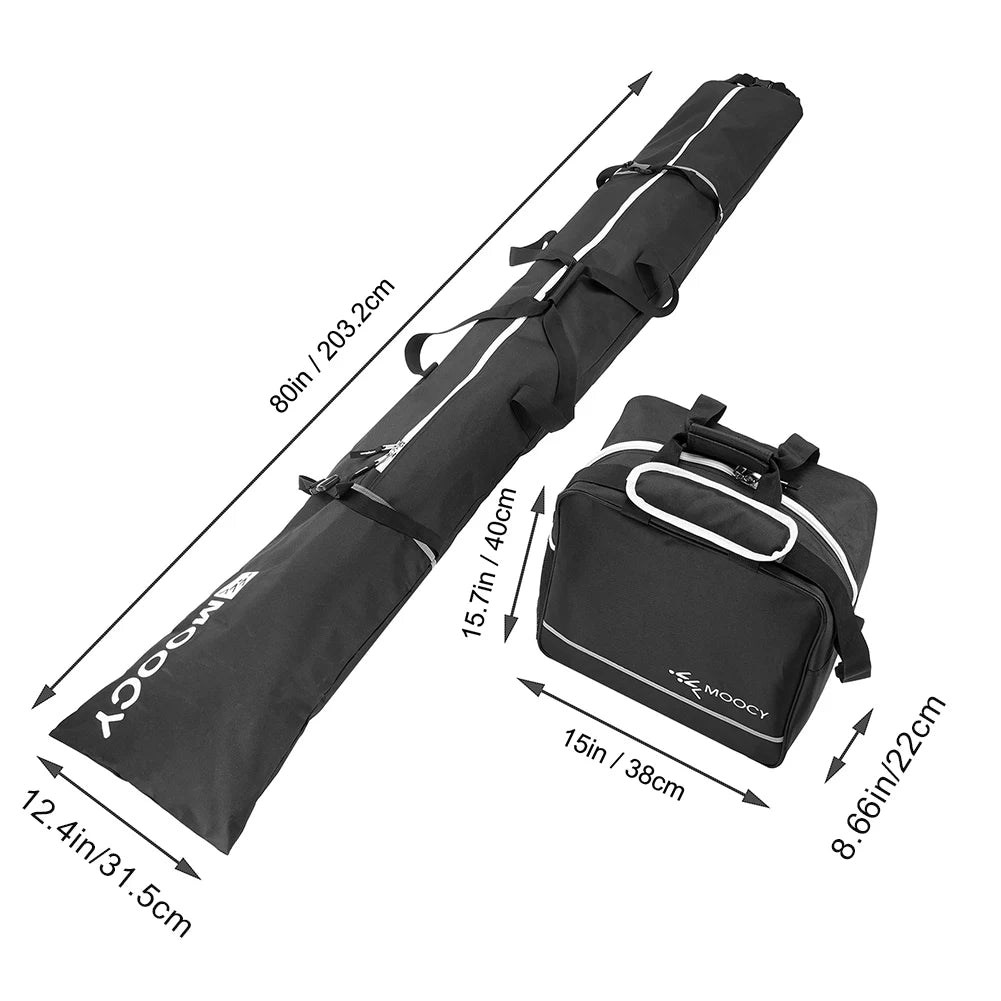 2 Pcs Ski Set Waterproof Ski Duffle Bag & Boot Tote Set  Ski Carrier Bag & Boot Pouch Ski Set with Boot Bag for Men Women