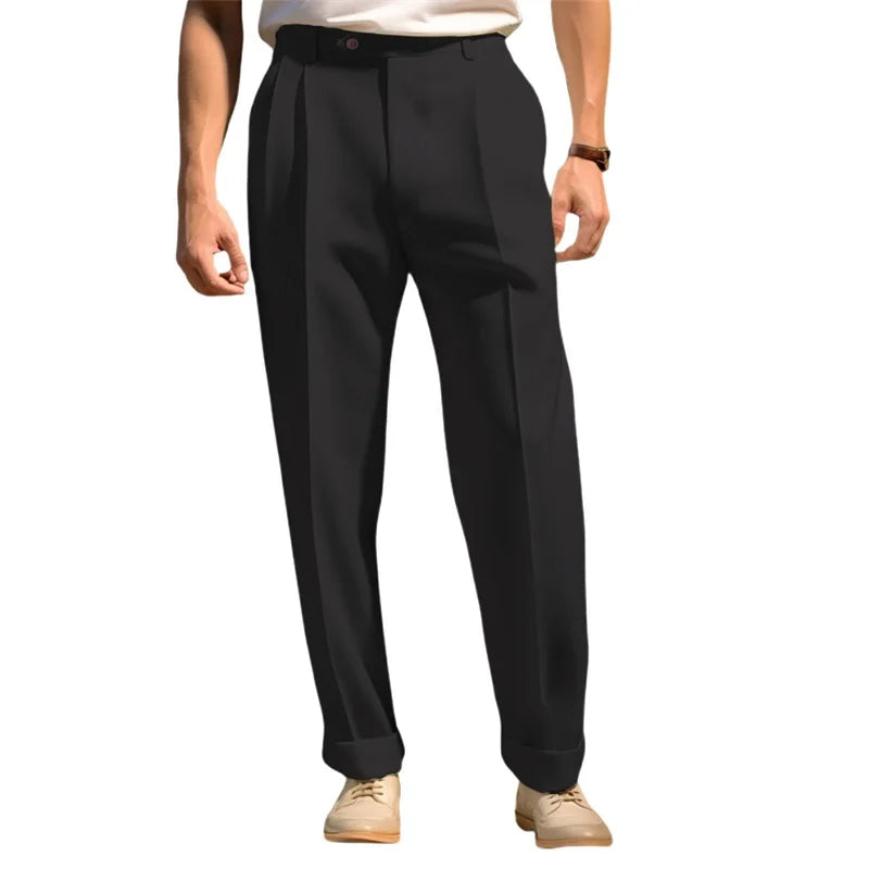 Men s  Fit Dress Pants Solid Color Flat Front Trousers Classic Business Casual Suit Pants