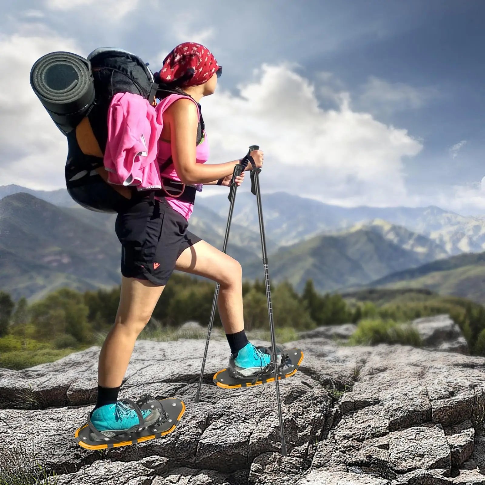 Snowshoes with Adjustable Trekking Poles Bundle