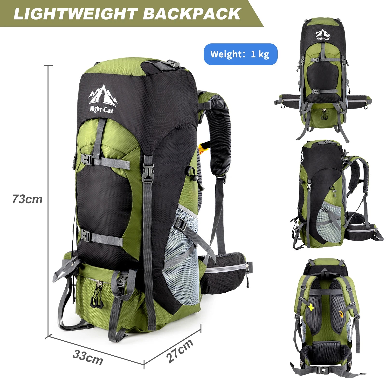 Hiking Backpacks 70L Camping Backpacking Packs, No Internal Frame