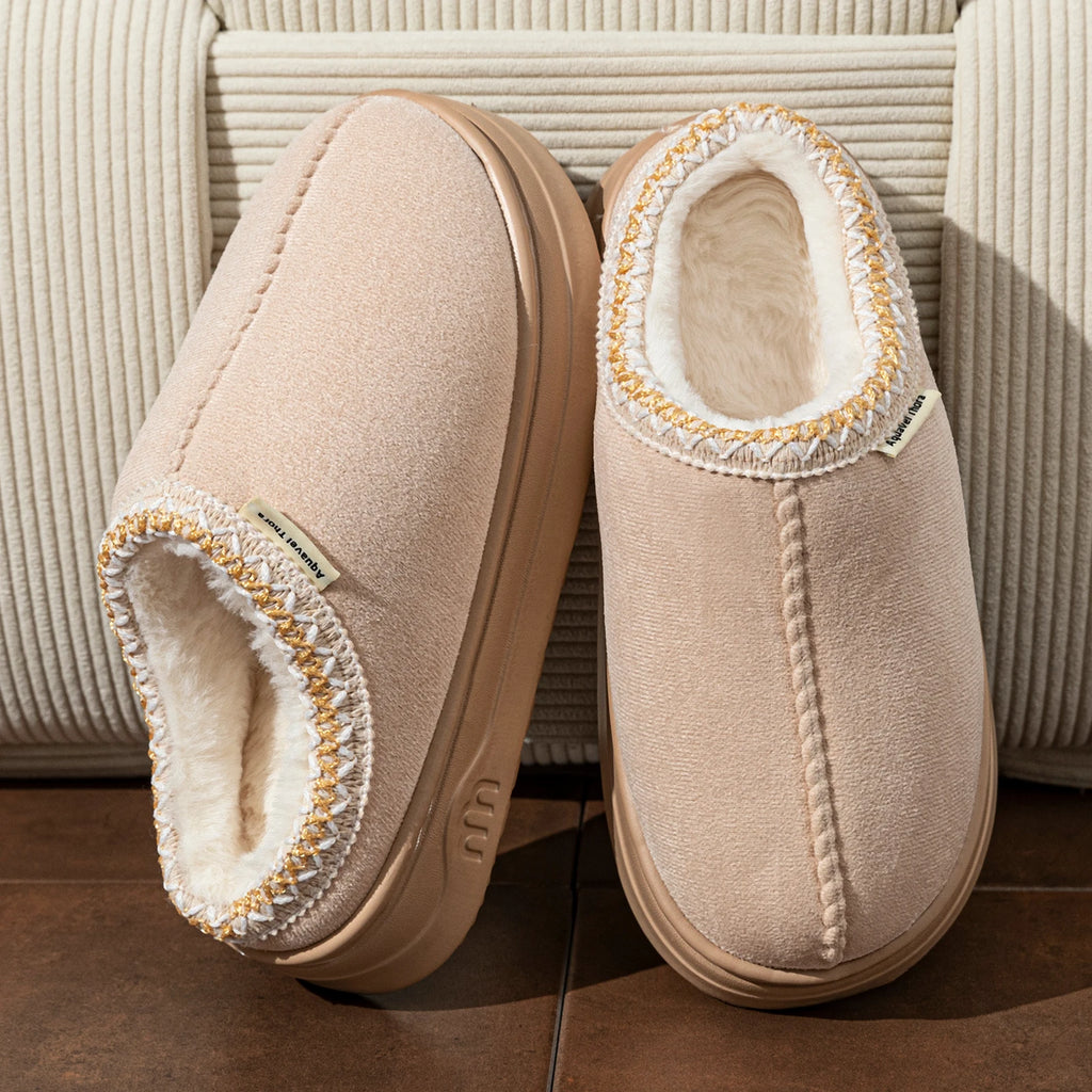 Winter Women's Slippers Boots Fuzzy Fur Anti-slip Soft Sole Outdoor Indoor Warm Comfort Men Plush Houseshoes Couple