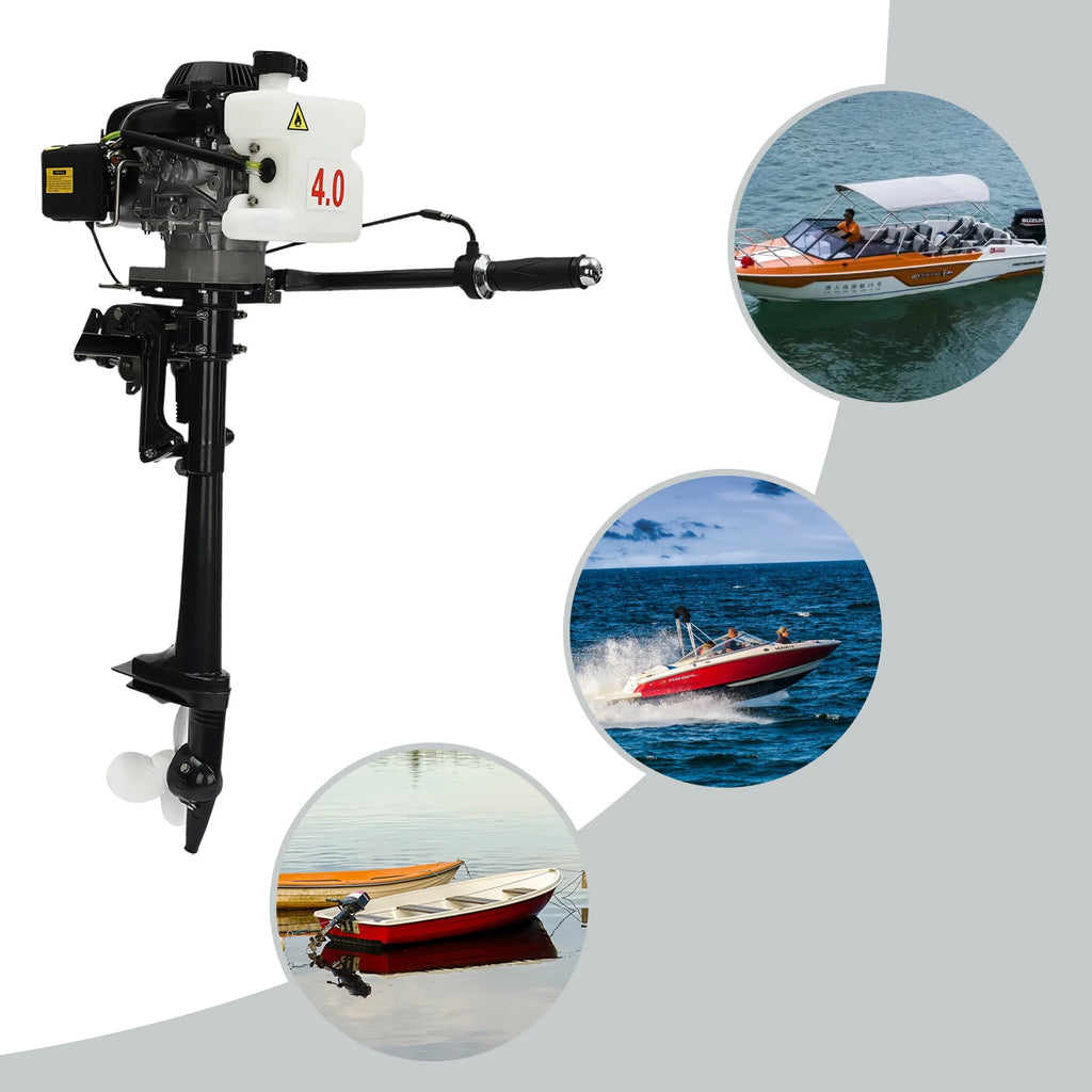 4 Stroke 3 HP Outboard Motor Fishing Boat Engine, Wind Cooling