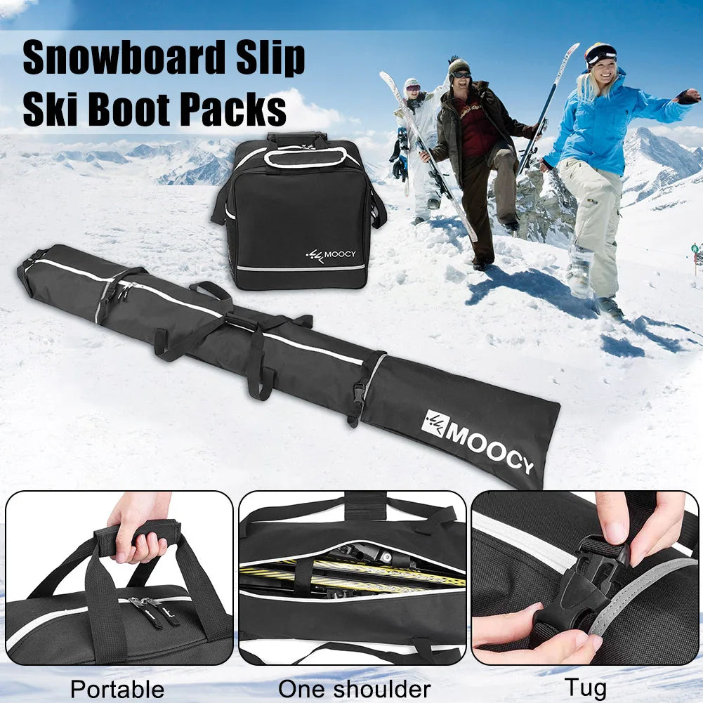 2 Pcs Ski Set Waterproof Ski Duffle Bag & Boot Tote Set  Ski Carrier Bag & Boot Pouch Ski Set with Boot Bag for Men Women