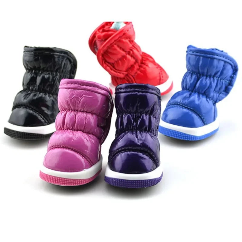 4pcs/set Pet Dog Winter Rain Shoes Waterproof Dogs Warm Snow Boots Puppy Dog Non-Slip Shoes