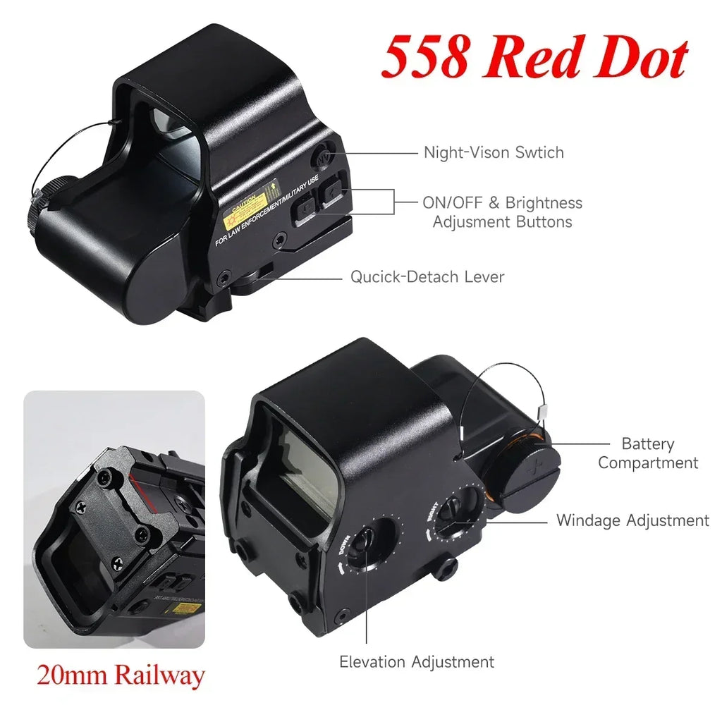 558 Holographic Red Dot G33/G43/G45 3X/5X Magnifier Red Green Reflex Sights Tactical Scope Folding