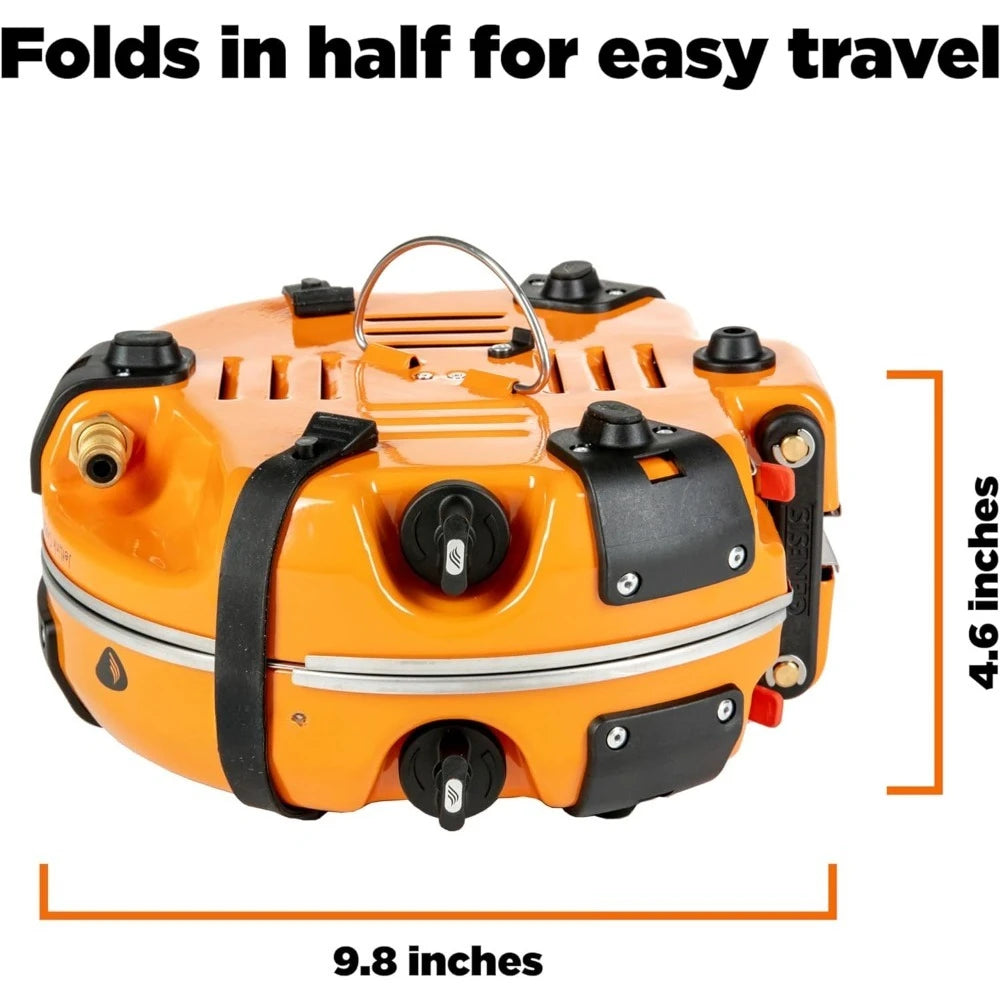 Dual-Burner Camping 10,000 BTU, 3-Min Water Boiling, Attachable Windscreen