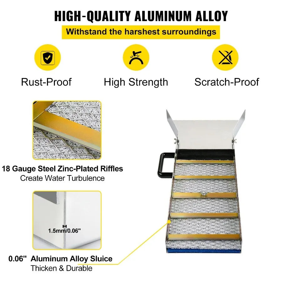 Aluminum Alloy Sluice Box Compact 30 Long Sluice Boxes for Gold Portable Sluice Boxes w Mine