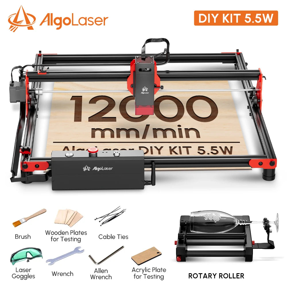 AlgoLaser DIY KIT Powerful Wood Laser Engraver Cutter Wifi Offline Control CNC Metal Glass Logo Printing Engraving Machine Ortur