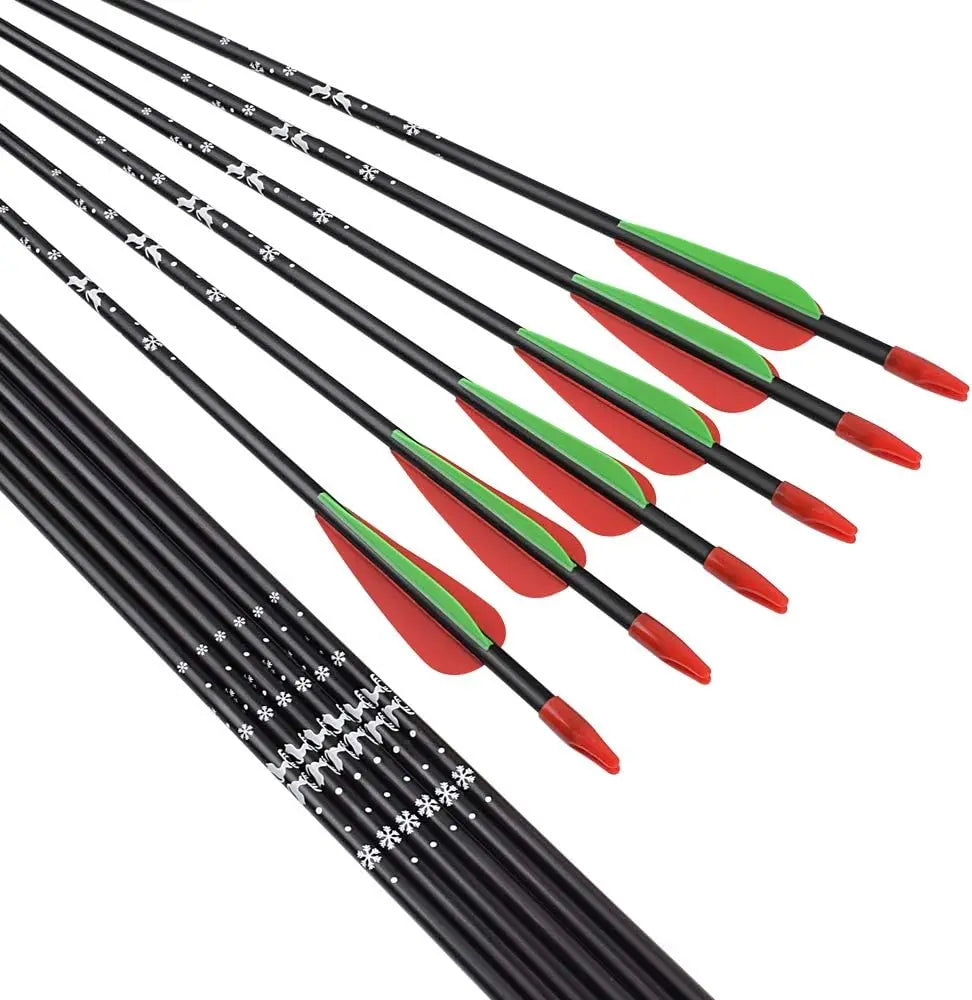 12pcs Recurve Bow Arrows Fiberglass Arrow 24/26/28 Inch Hunting Shooting Practice Target for Beginners Kids Youth Sport Outdoor