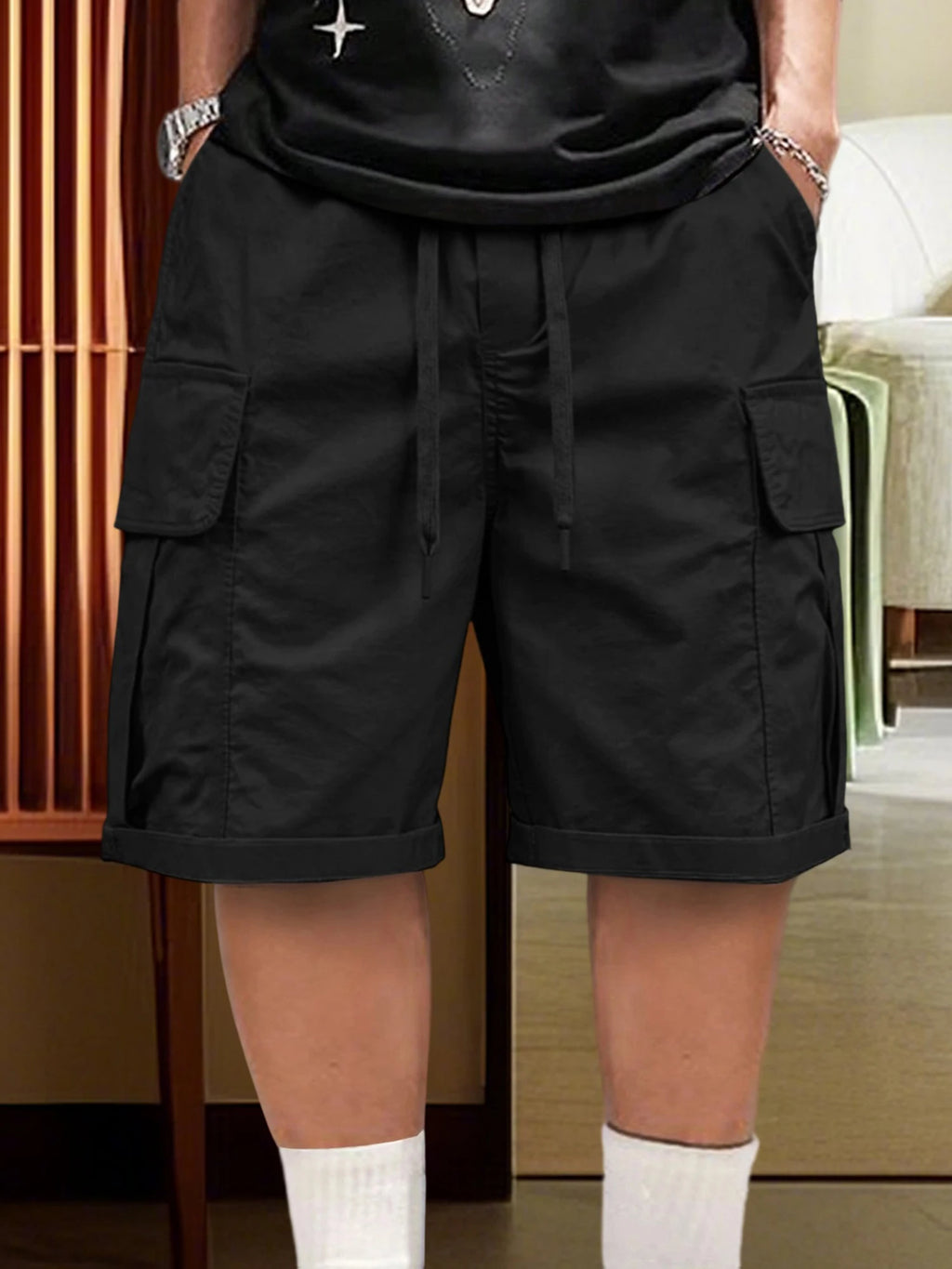 Men s Lightweight Quick Dry Cargo Shorts with Elastic Waistband and Multiple Pockets