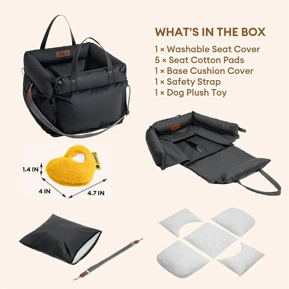 Leather Dog Car Seat for Sized Dogs Up to 35lbs, Waterproof and Washable Dog Booster Seat Car