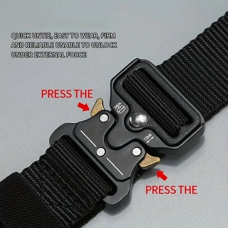 Men's Tactical Belt Heavy-Duty Nylon Belt With Quick-Release Buckle | Adjustable Work Belt For Outdoor Training