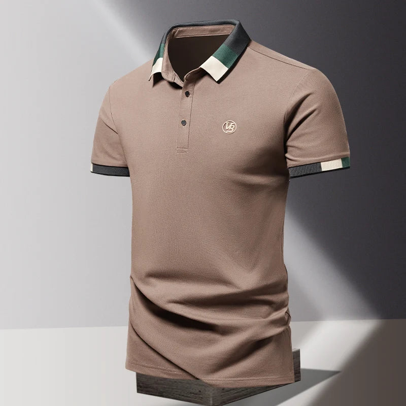 POLO shirt men's summer fashion ice silk quick drying short sleeved T-shirt solid color
