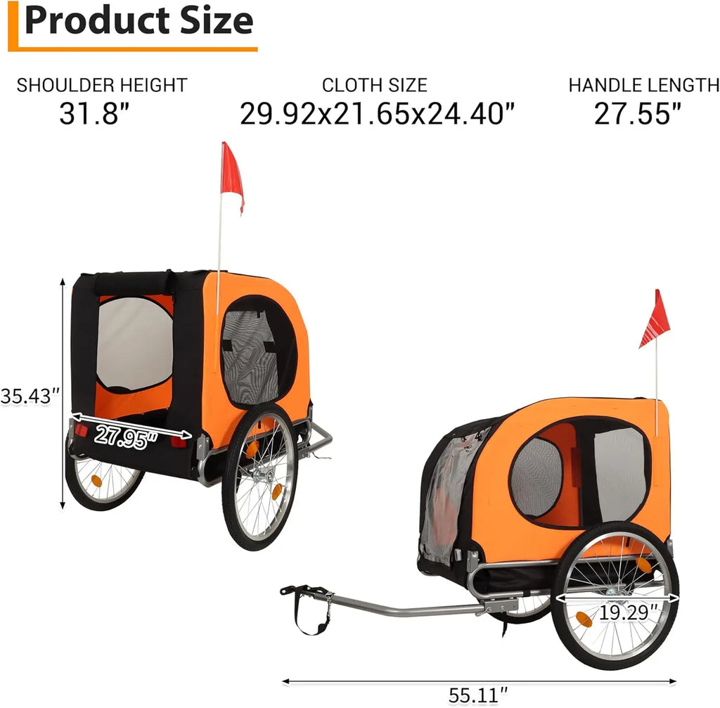 Bike Trailer 88Lbs Capacity, Carrier Foldable Oxford Fabric Universal Coupler with Quick Release Wheels
