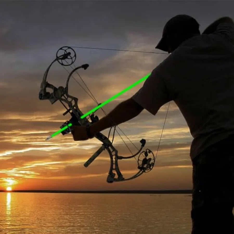6 Pack 32 inch Bowfishing Arrows Luminous with Broadheads and Safety Slides for Compound