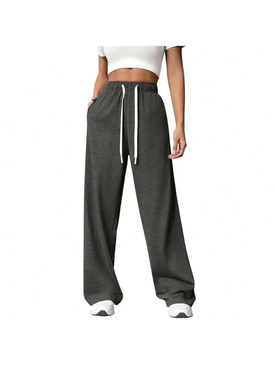 Women's Wide Leg Lounge Pants with Drawstring Waist and Pockets
