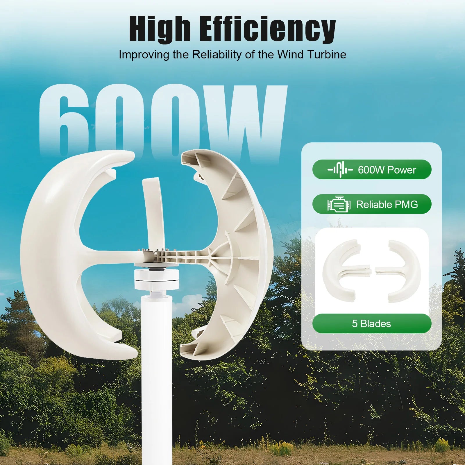 Vertical Axis Wind Turbine Generator Windmill