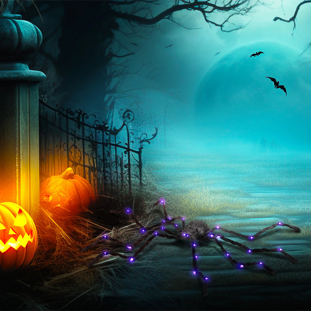 3.25" Outdoor Halloween Decoration, Light-up Oversized Spider Halloween Prop with Light Up Bendable Legs