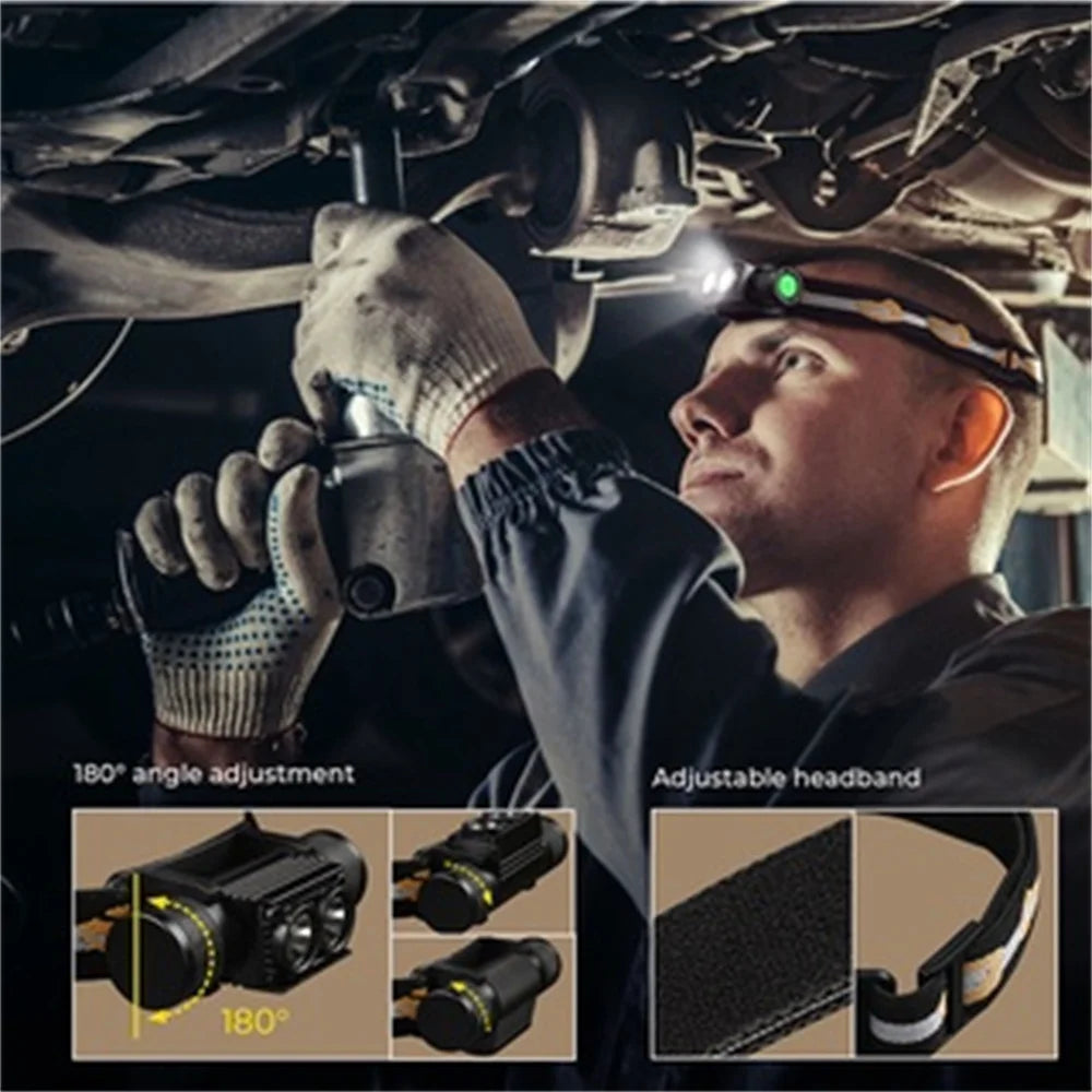 LED 90 High CRI Rechargeable Headlam Lightweight Head Flashlight with Bright White Light  660nm Deep Red Torch