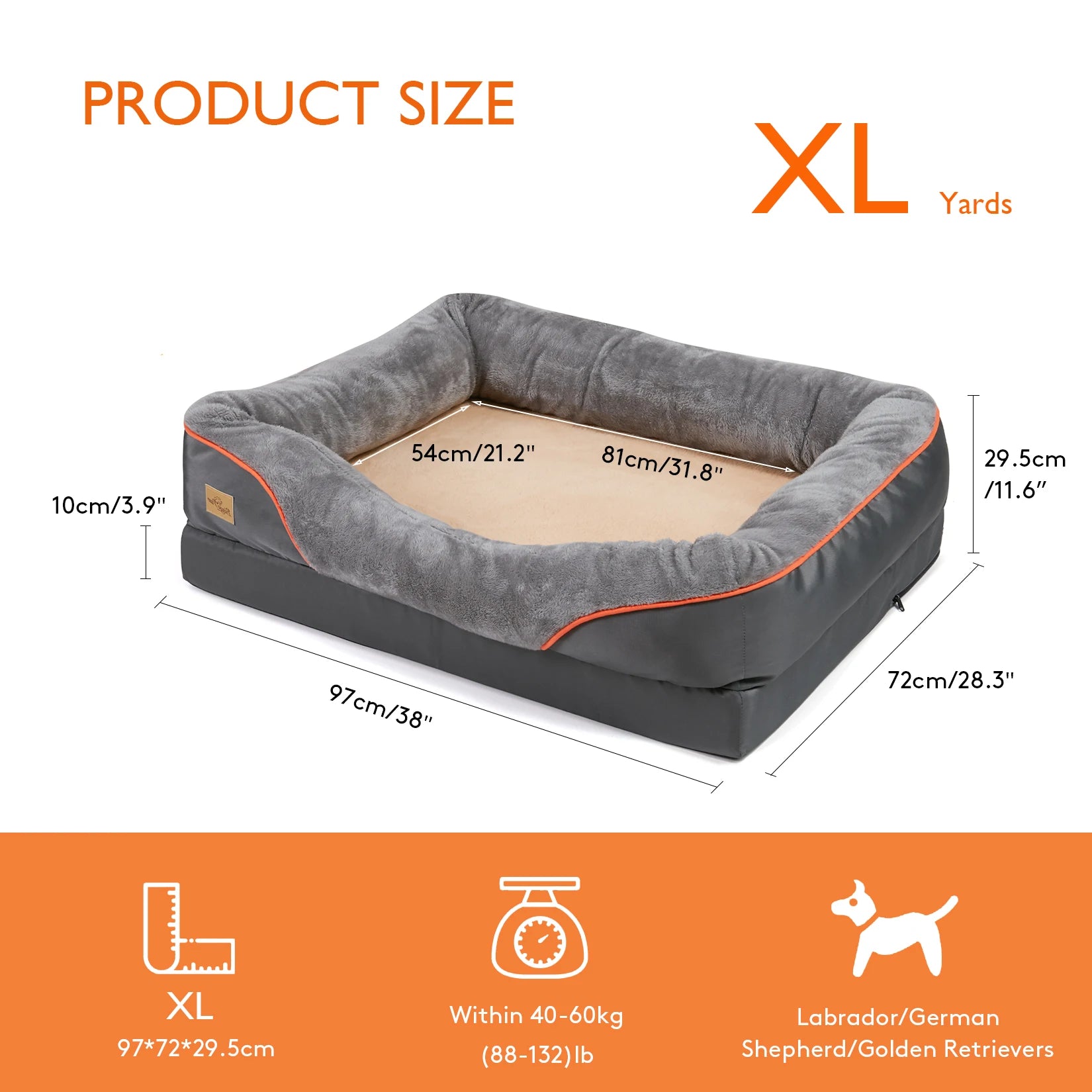 Large Dog Bed Soft Anti Allergy Warm Fleece Removable Washable Cover Pet Bed Waterproof