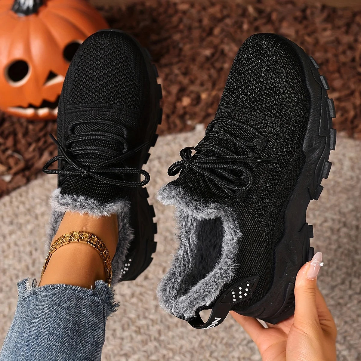 Women's Winter Lightweight Warm Sneakers Waterproof Non-Slip Outdoor Walking for Cold Weather