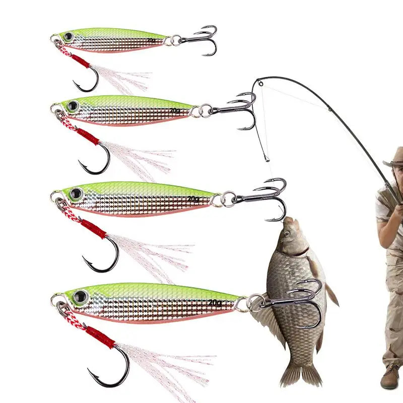 4PCS New Mixed Sea Fishing Jigs Saltwater Ice Fishing Jigs Kit Vertical Hard Swimbait Metal Spoons Lures