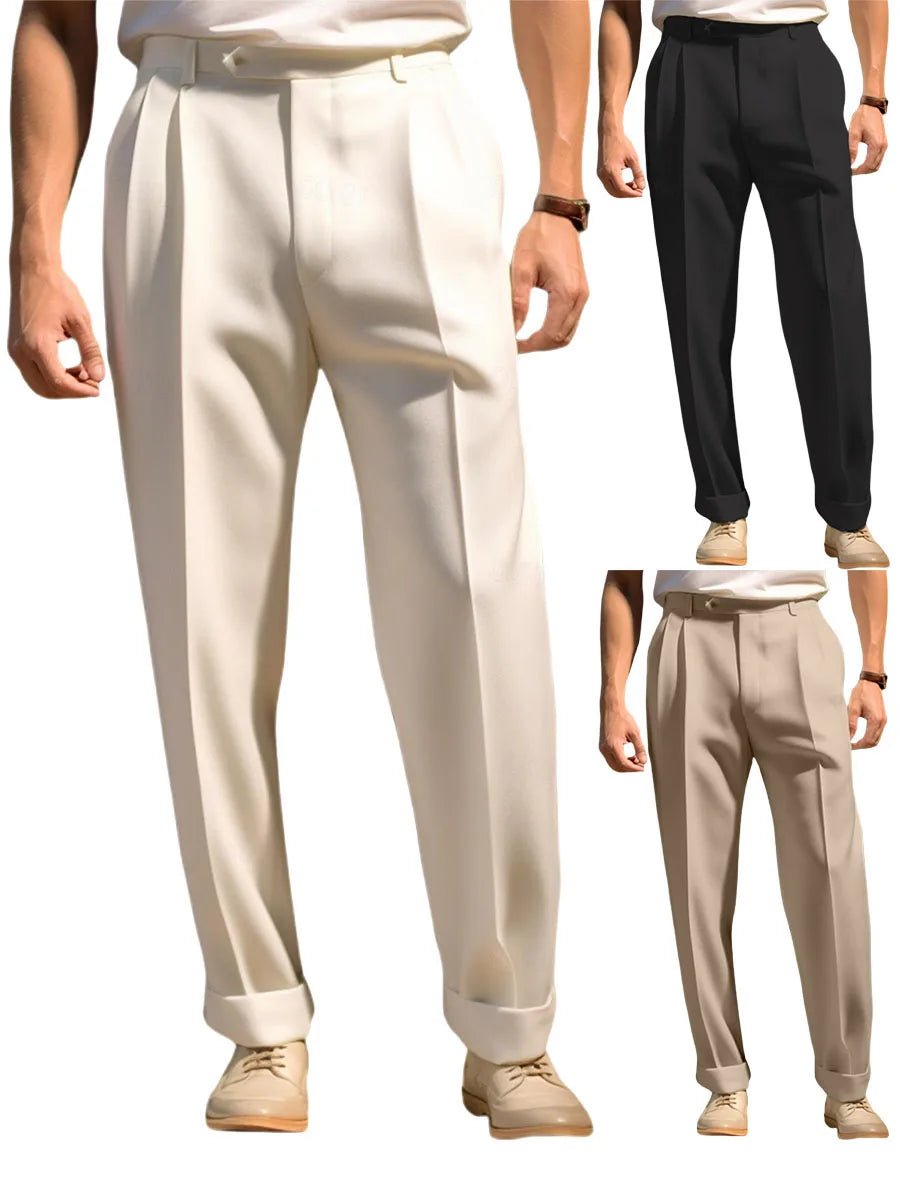 Men s  Fit Dress Pants Solid Color Flat Front Trousers Classic Business Casual Suit Pants