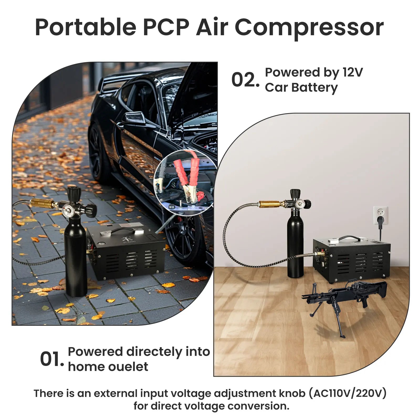 TUXING TXES061 Air Compressor PCP 4500Psi 300Bar High Pressure Electric Pump Built-in transformer