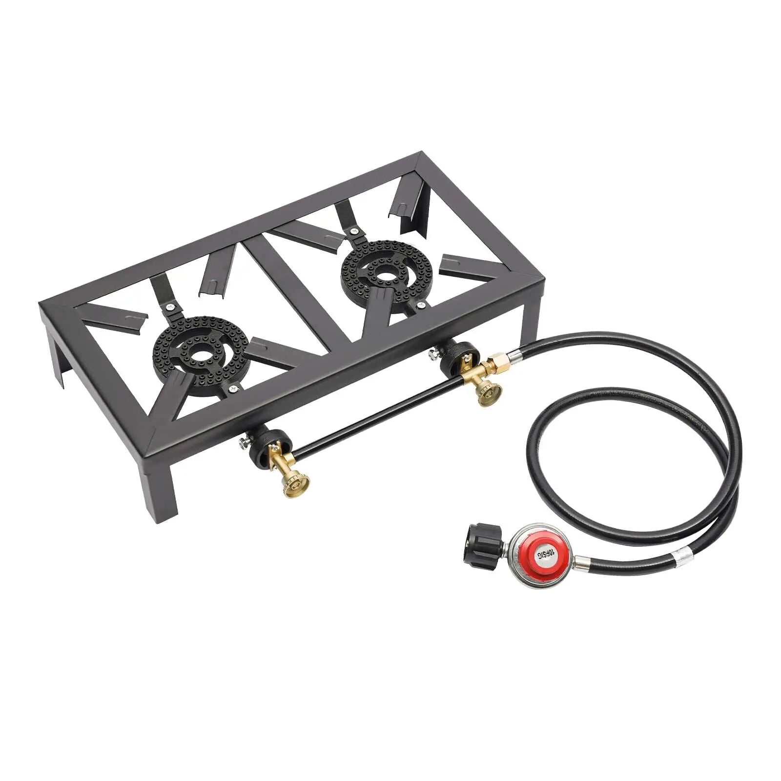 Cast Iron Double Burner Portable Outdoor Camp Stove Propane Gas LPG BBQ Cooker