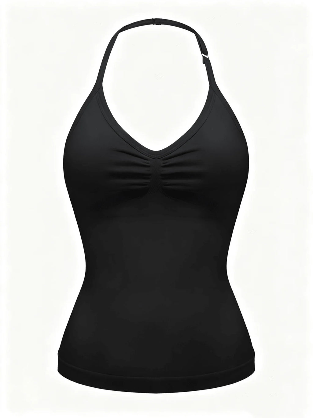Women's Halter Neck Ruched Yoga Sports Bra Top with Removable Pads, Black & Pink