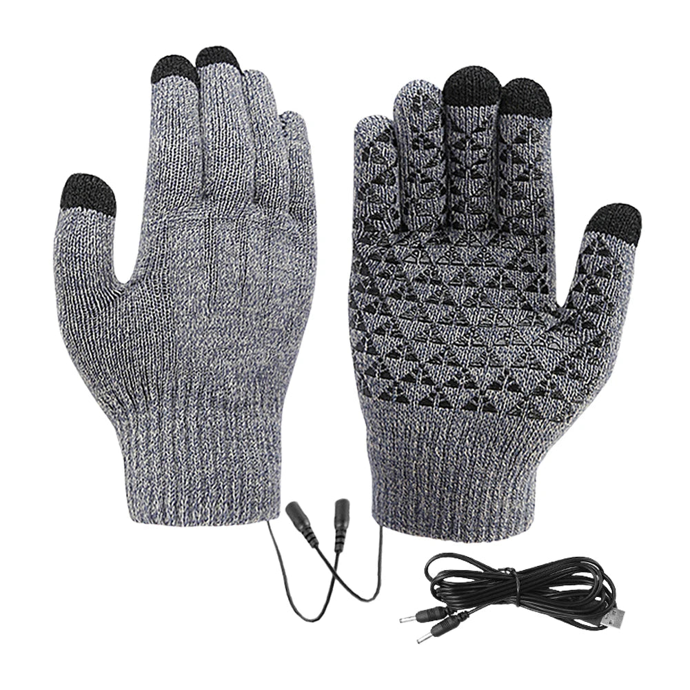 Electric Heated Gloves Touch Screen Outdoor Riding Skiing Mitten USB Heated Gloves Winter Cycling Gloves
