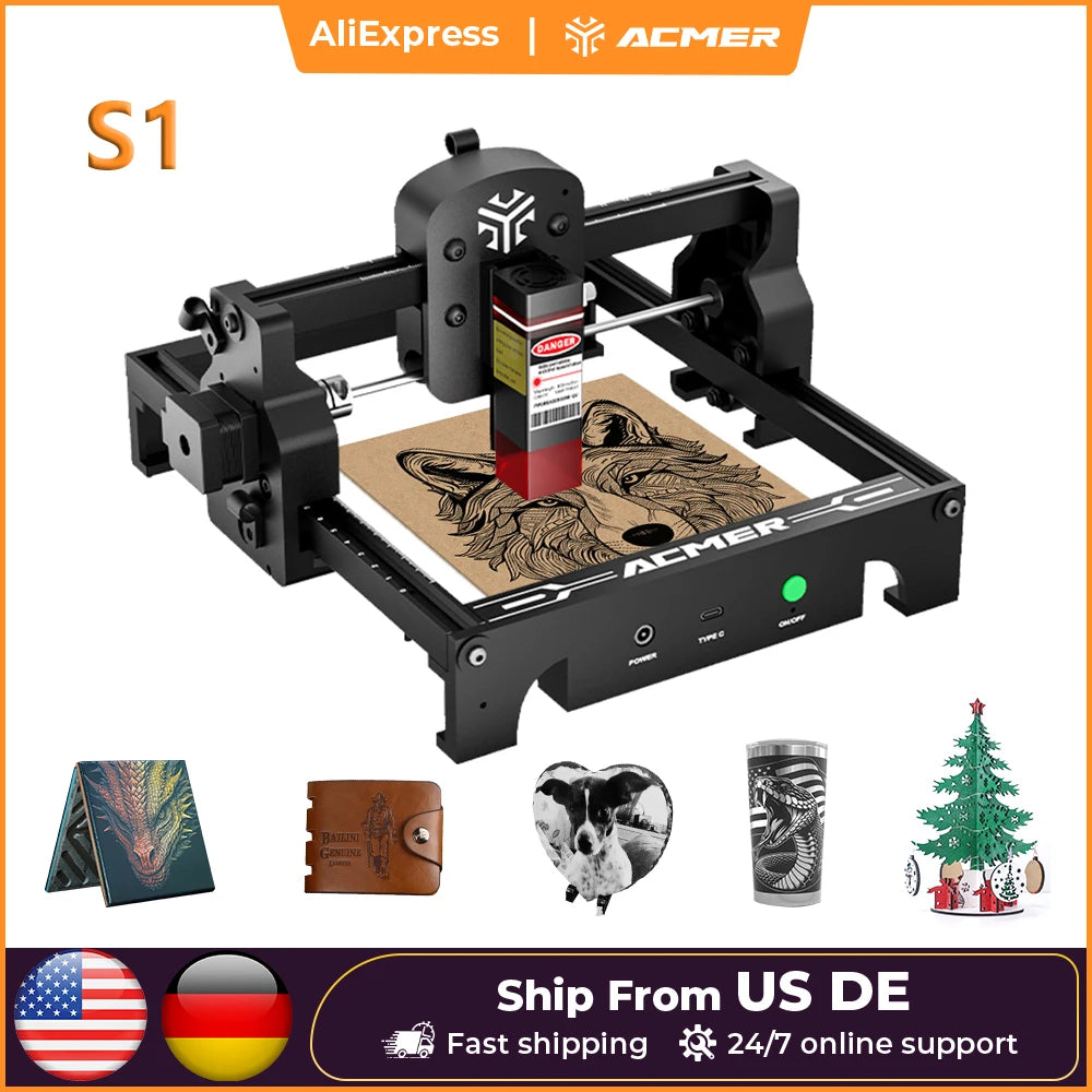 ACMER S1 2.5/3.5/6W Mini Laser Engraver Portable CNC Laser Engraving Machine Cut Woodworking Tool