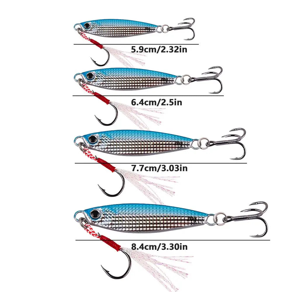 4PCS New Mixed Sea Fishing Jigs Saltwater Ice Fishing Jigs Kit Vertical Hard Swimbait Metal Spoons Lures