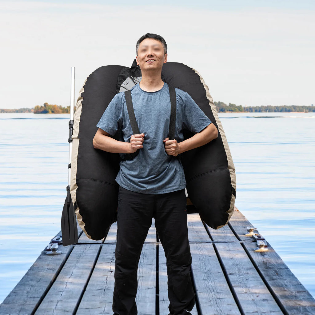 Outdoor Fishing Inflatable Boat Raft with Pump Adjustable Backrest 130kg Load Capacity