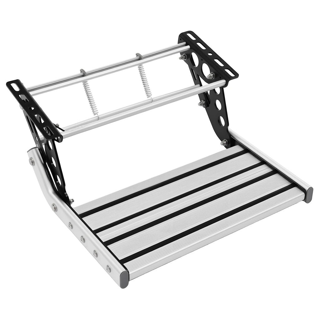 Folding RV Step, 44cm Manual RV Step with LED Light, Loading 150kg Telescopic