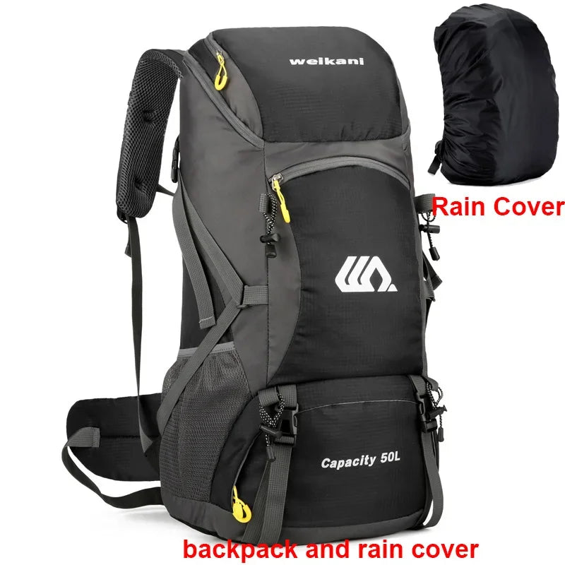 50L Travel Backpack Camping Men Large Hiking Bag Tourist Rucksack Waterproof