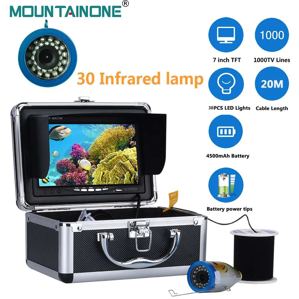 7" Inch 1000tvl Underwater Fishing Video Camera Kit 30 PCS LED  Infrared Lamp Lights Video Fish Finder 15M 30M 50M